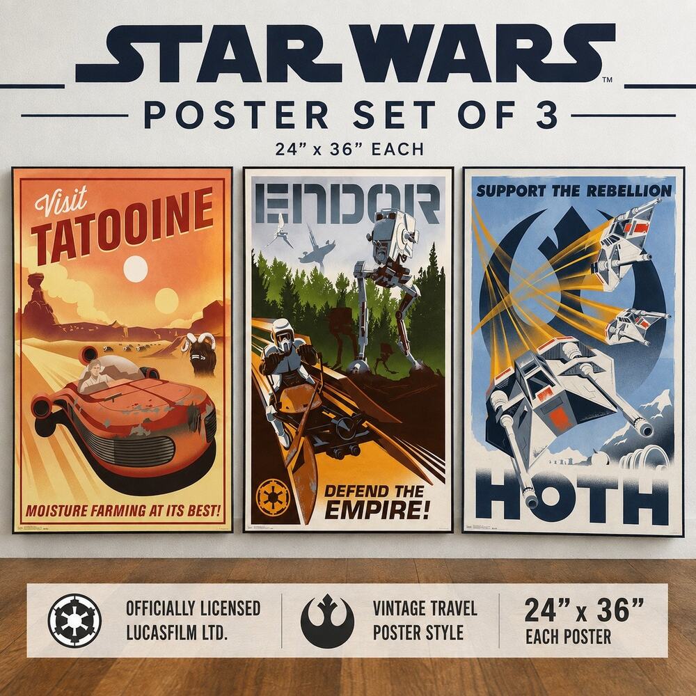 Star Wars Poster Set 3 24x36 Tatooine Endor Hoth Trends International Lucasfilm